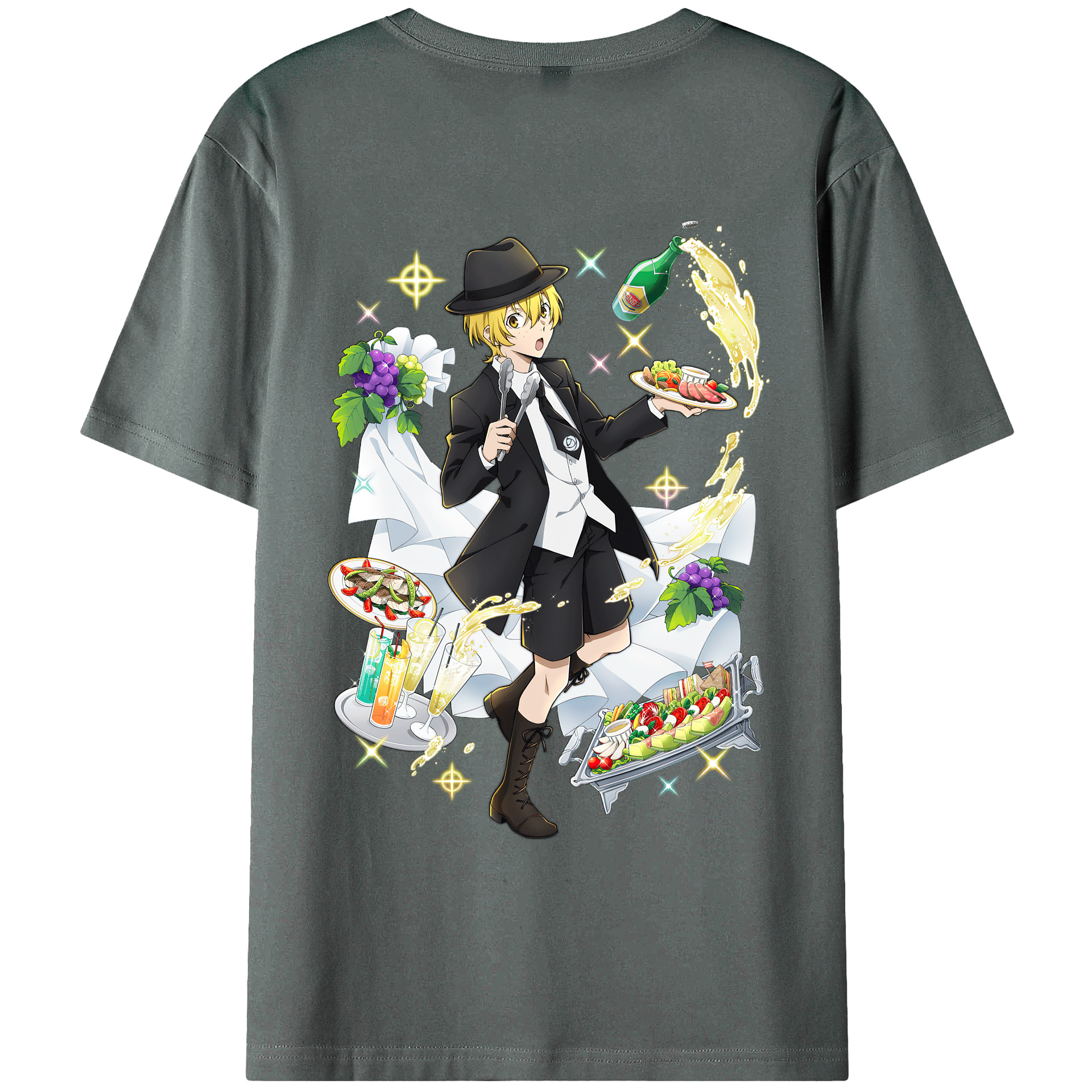 （画像用） 文豪ストレイドッグス Bungo Stray Dogs 綿100％ メンズ半袖Tシャツ（バックプリント） 通気性